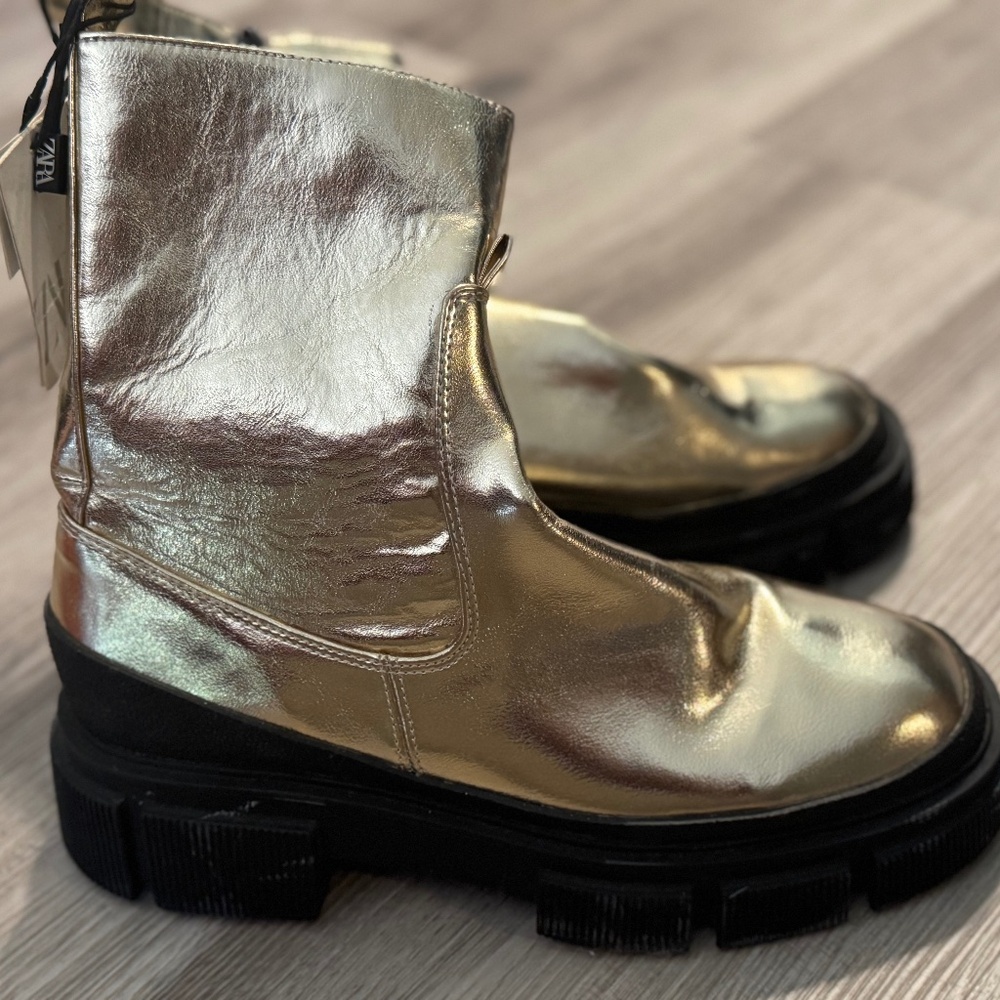 Zara metallic gold boots